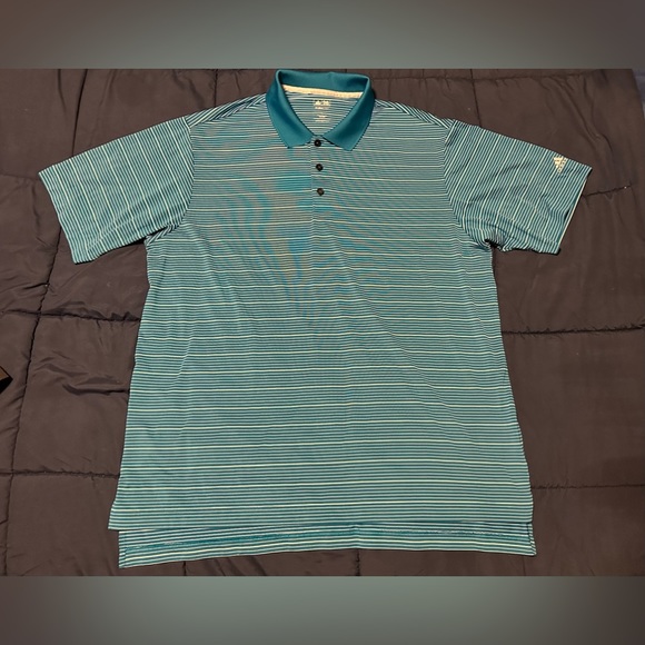 Adidas Golf ClimaLite men’s blue striped short sleeve Polo. Size XL - Picture 1 of 5